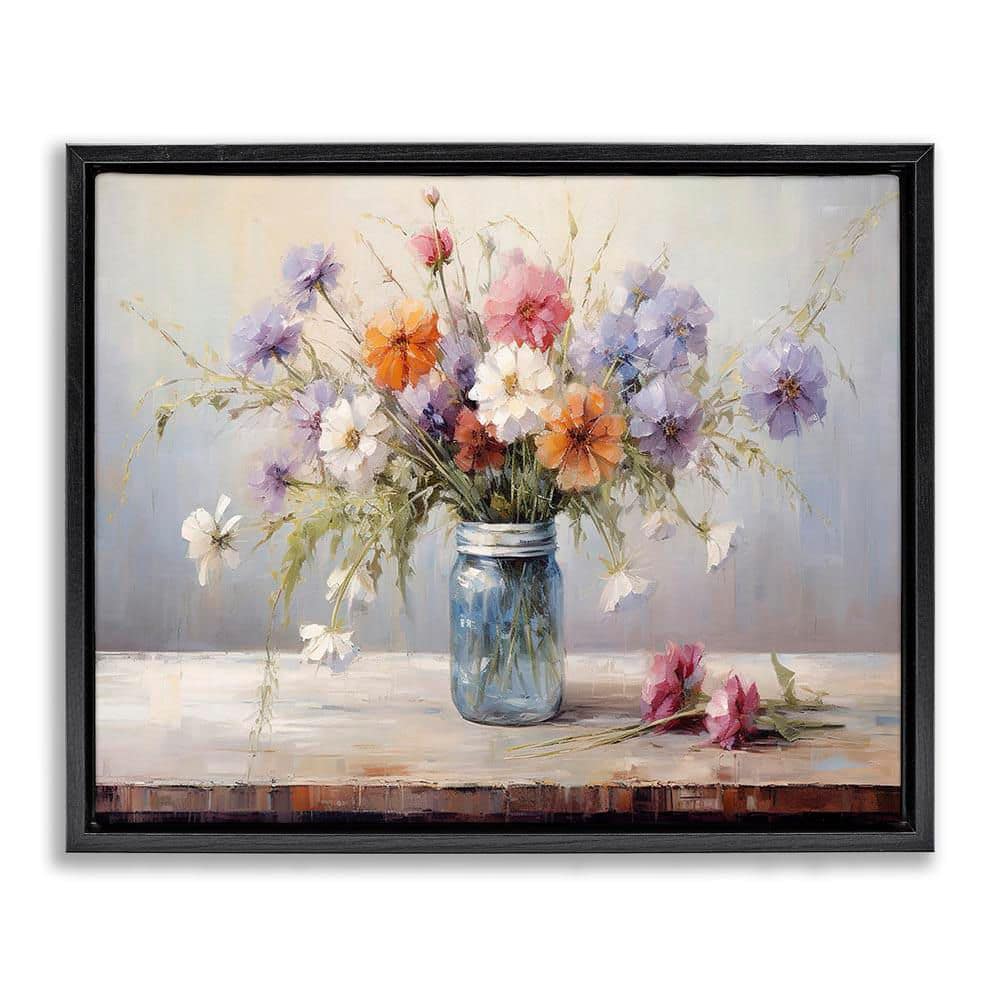 Wildflowers in Country Jar by Franklyn Gregory Black Floater Frame Nature Graphic Art Print 25 in. x 31 in. price history on PriceWatchPro