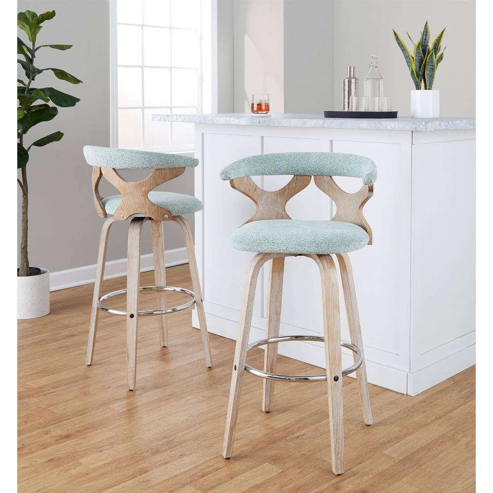 Gardenia Green Wood and Metal Swivel Barstool Set