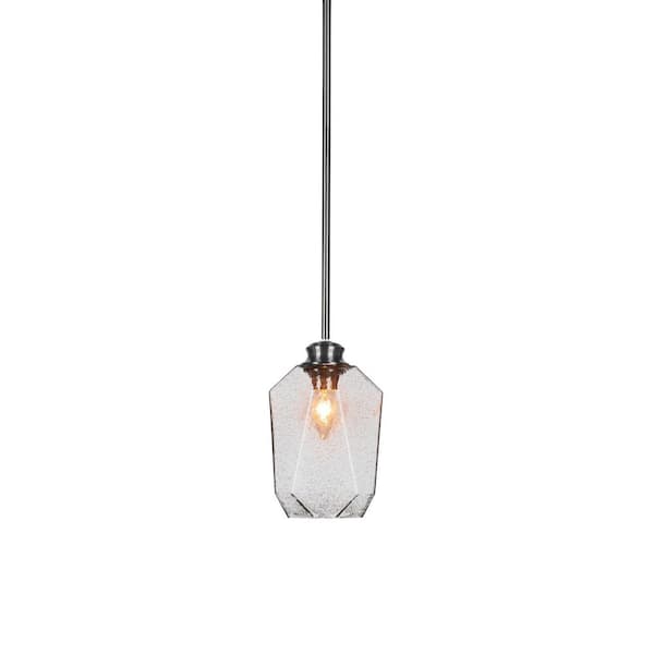Unbranded Carlson 60-Watt 1-Light Brushed Nickel Shaded Mini Pendant Light with Glass Shade