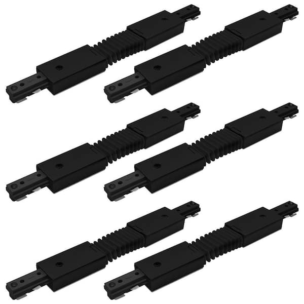 H Track Lighting Flexible Connector, Single Circuit 3-Wire Track Light Accessories, 120V Live Power Source, Black 6 Pack