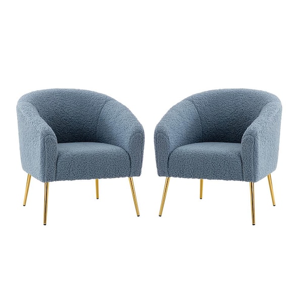 JAYDEN CREATION Bolzano Blue Barrel Chair with Metal Legs (Set of 2)
