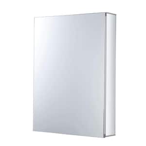 15 in. W x 24 in. H Silver Recessed or Surface Wall Mount Medicine Cabinet with Mirror