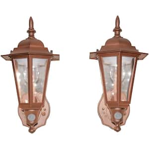 2-Light Bronze Motion Activated Outdoor Integrated LED Wall Mount Sconce