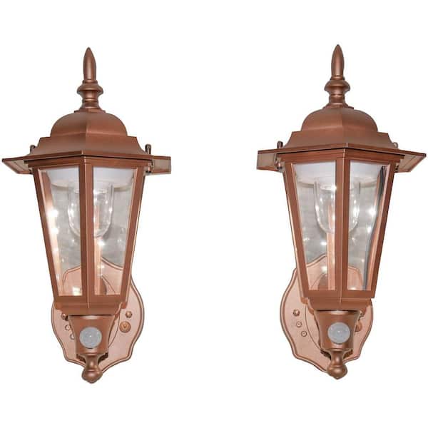 MAXSA 2-Light Bronze Motion Activated Outdoor Integrated LED Wall Mount Sconce