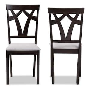 Sylvia Grey and Dark Brown Fabric Dining Chair (Set of 2)