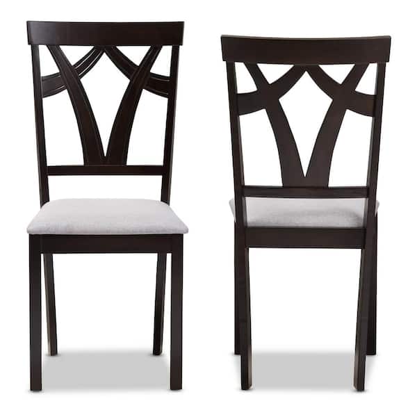 Baxton Studio Sylvia Grey and Dark Brown Fabric Dining Chair (Set of 2)