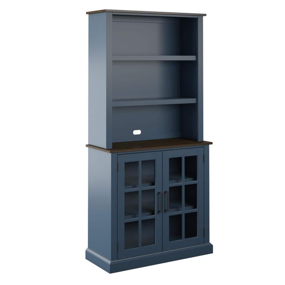 Fontana Blue and Dark Wood 36" China Cabinet Hutch