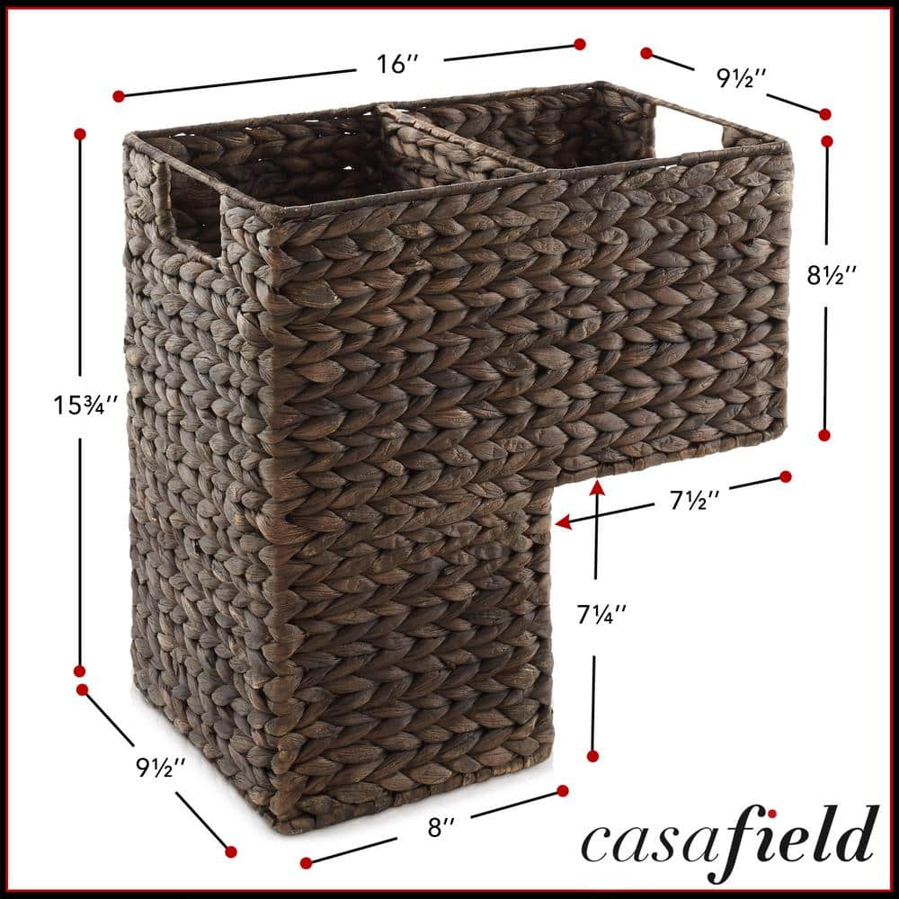 Espresso Seagrass Rectangular Stair Basket with Handles