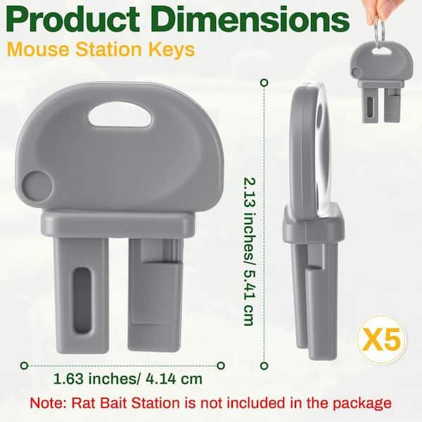 N/A Indoor Outdoor Mouse Bait Station Replacement Key 5-Pack