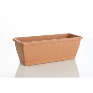 Kezar 7.5 in. Terra Cotta Resin Plant Box with Attached Tray