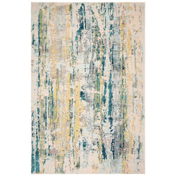SAFAVIEH Madison Beige/Olive 4 ft. x 6 ft. Geometric Area Rug