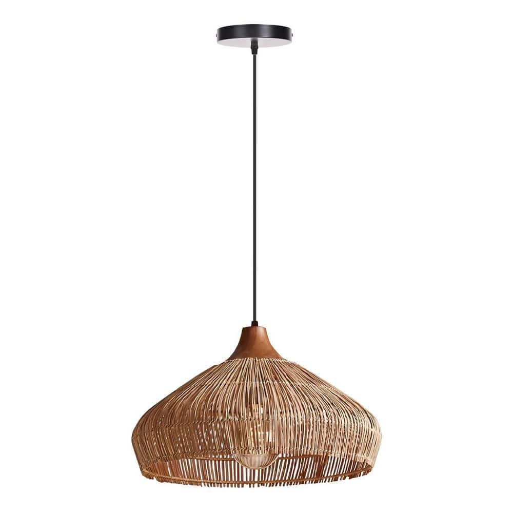 1 Light Natural Hand-Woven Rattan Pendant Light with Dome Shape, No Bulbs Included 16 in. price history on PriceWatchPro