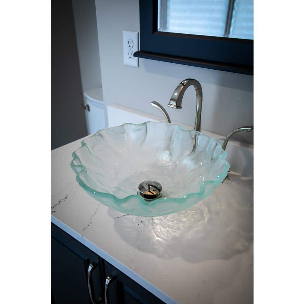 Clear Wavy Textured Glass Above-Counter Vessel Sink