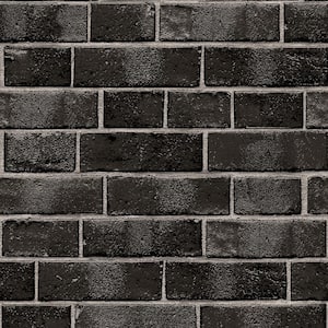 Brick Ebony Peel and Stick Wallpaper Sample