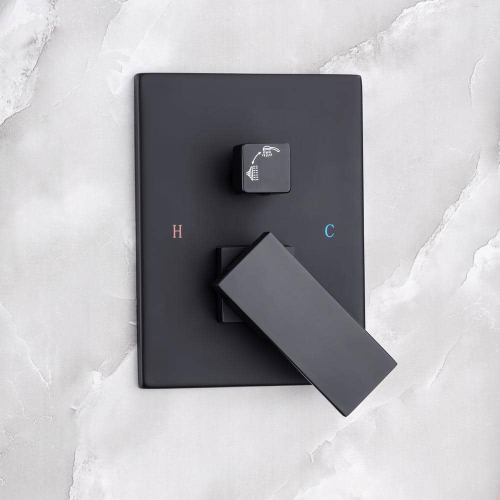 Matte Black Dual Function Square Rain Shower System