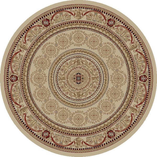 Concord Global Trading Jewel Aubusson Ivory 5 ft. Round Area Rug