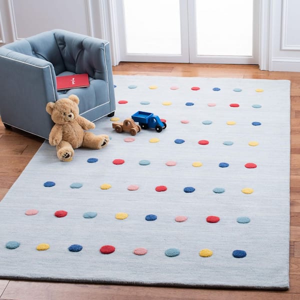 Kids 5 ft. x 8 ft. Gray Polka-Dot Area Rug
