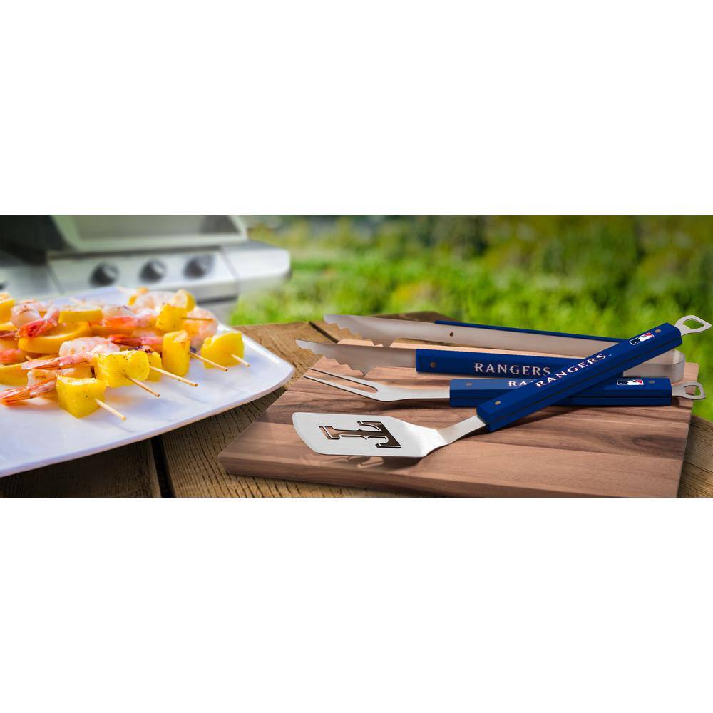 Texas Rangers Blue Stainless Steel 3-Piece BBQ Tool Set