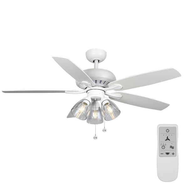 Hampton Bay Rockport 52 in. Matte White Wi-Fi Enabled Smart Ceiling Fan with Remote Control Works with Google Assistant and Alexa