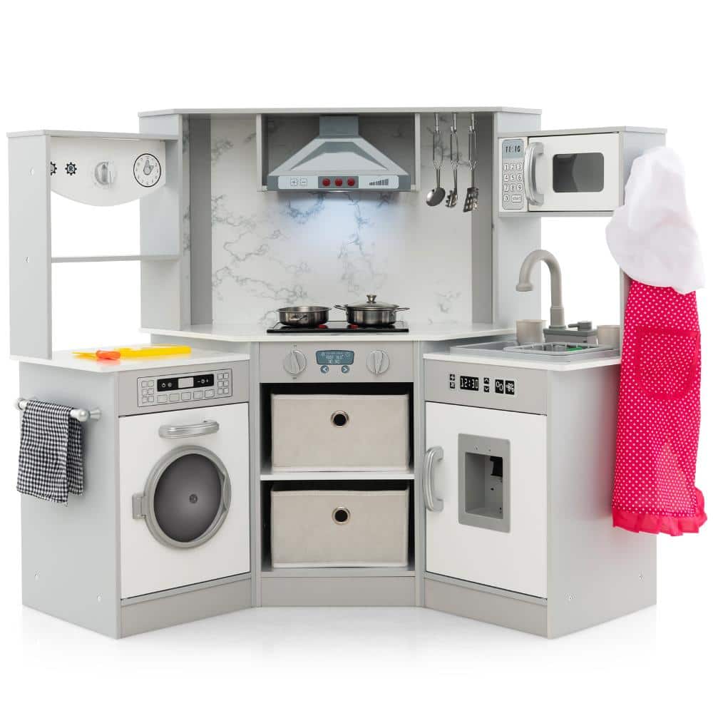 Wooden Play Kitchen with Lights, Sounds, Water Circulation Sink and Washer for Kids Ages 3 and Up price history on PriceWatchPro