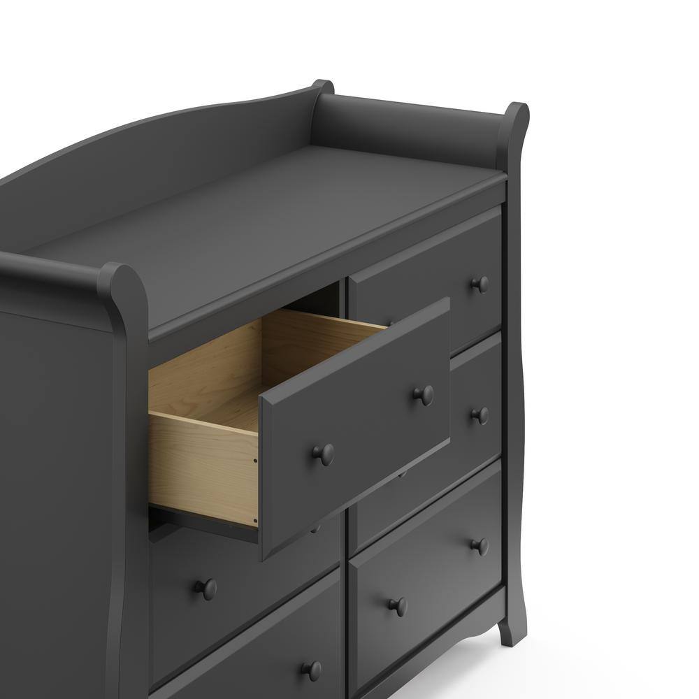Gray Double Nursery Dresser with Six Drawers