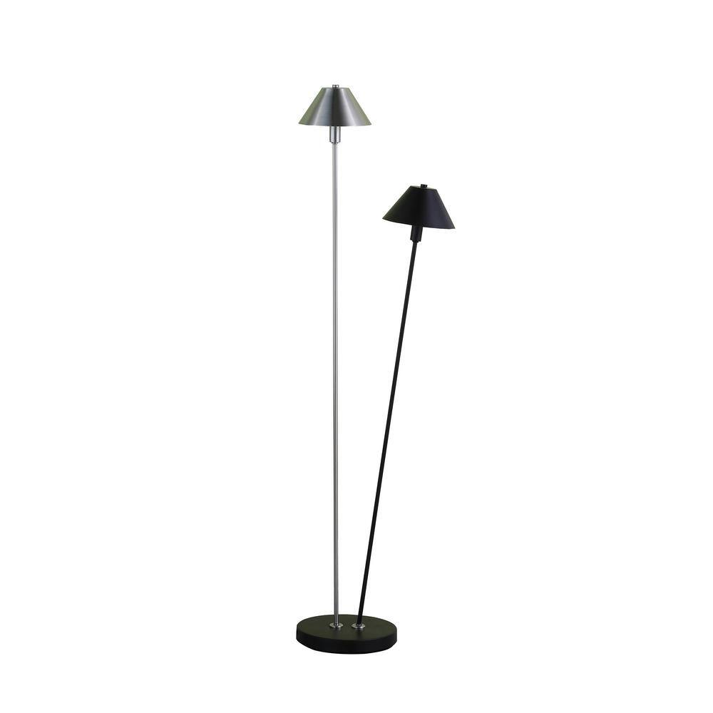 48 in. Nickel 2-Lights LED Novelty Floor Lamp With Black And Silver Empire Shade price history on PriceWatchPro
