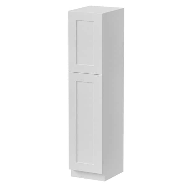 18 in. W x 24 in. D x 84 in. H Plywood Ready to Assemble Floor Base Kitchen Cabinet in White with Doors and Shelves