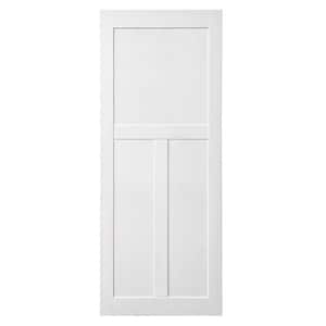 32 in. x 84 in. White Primed "T" Style Solid Core Wood Interior Slab Door, MDF, Barn Door Slab