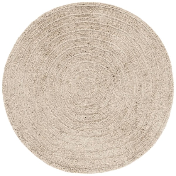 Easy Care Sage 4 ft. x 4 ft. Machine Washable High-Low Dendric Solid Round Area Rug