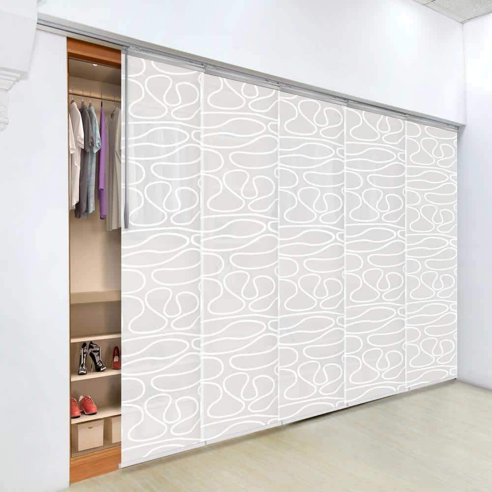 Swirl 58 in. - 110 in. W x 94 in. L Adjustable 5- Panel Satin Nickel Single Rail Panel Track with 23.5 in. Slates price history on PriceWatchPro