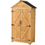 35.4 in. W x 22.4 in. D x 69.3 in. H Natural Wood Outdoor Storage Cabinet Tilting Shed with 3-Tiers of Backyard Shelves