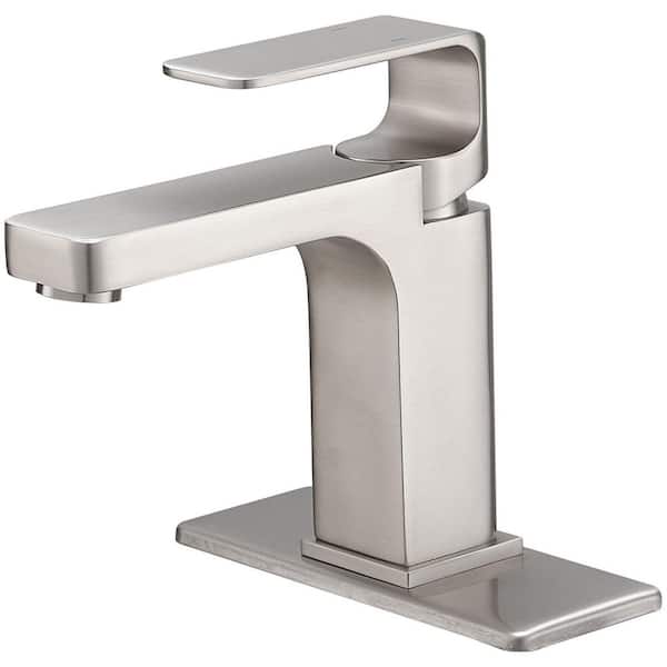 BWE Single Hole Single-Handle Bathroom Faucet in Brushed Nickel