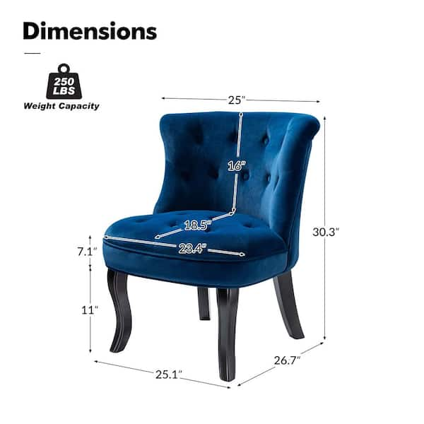 Navy blue armless online accent chair