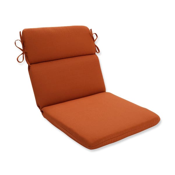 Pillow Perfect Solid Outdoor/Indoor 21 in W x 3 in H Deep Seat, 1-Piece Chair Cushion with Round Corners in Orange Solid