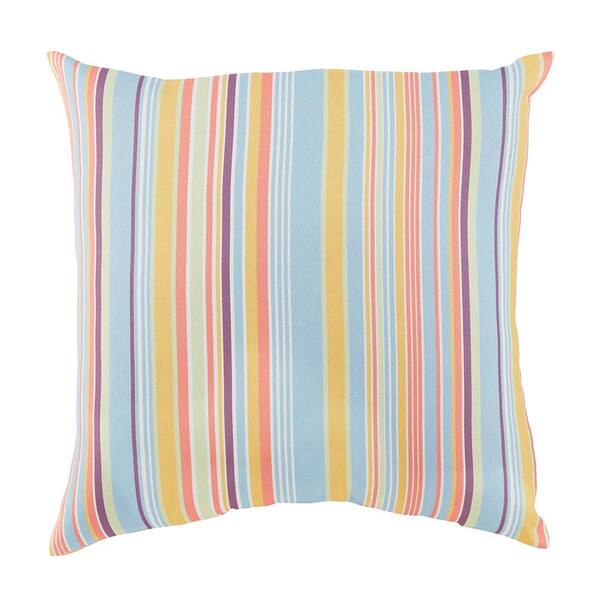 Hampton Bay 18 in. x 18 in. Ottoman Stripe Outdoor Throw pillow
