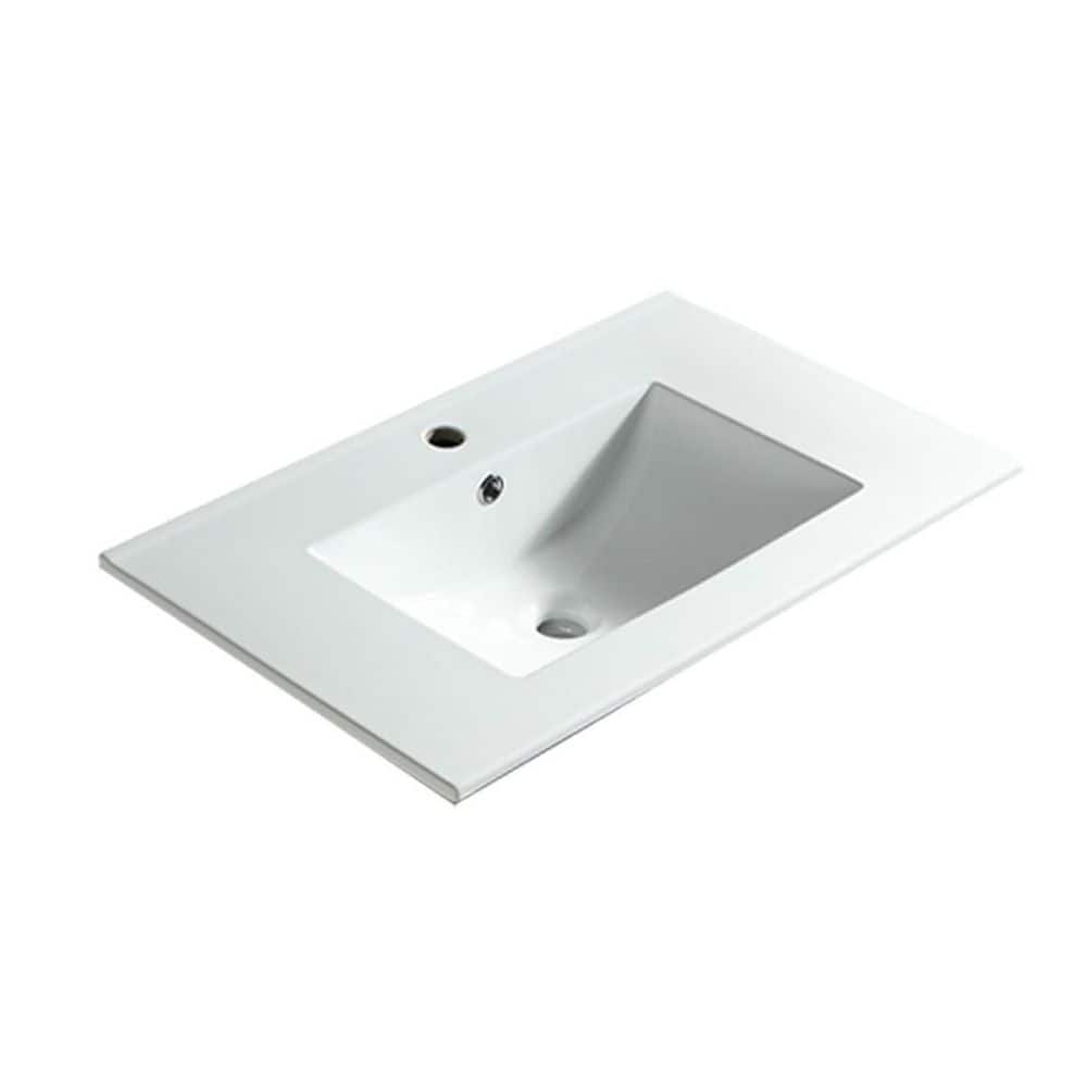 24 in. 18 in. Drop-In Bathroom Sink in Matte White Ceramic with Integrated Basin durable construction price history on PriceWatchPro