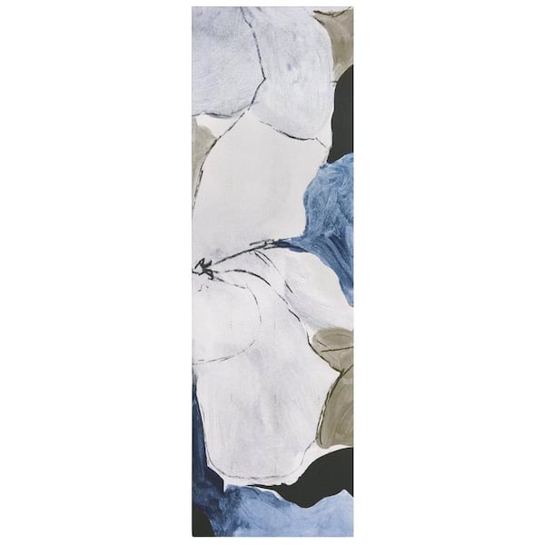 Empire Art Direct Floral Serenity II Flower Abstract Artwork on Silver Shagreen Wrapped canvas Unframed Wall Art Sized 72 in. x 22 in.