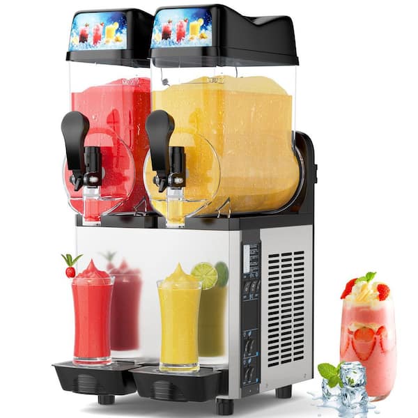 1000 Oz. Stainless Steel Snow Cone Machine Commercial Slushy Machine 12 L x 2 Tanks Frozen Drink Machine Margarita
