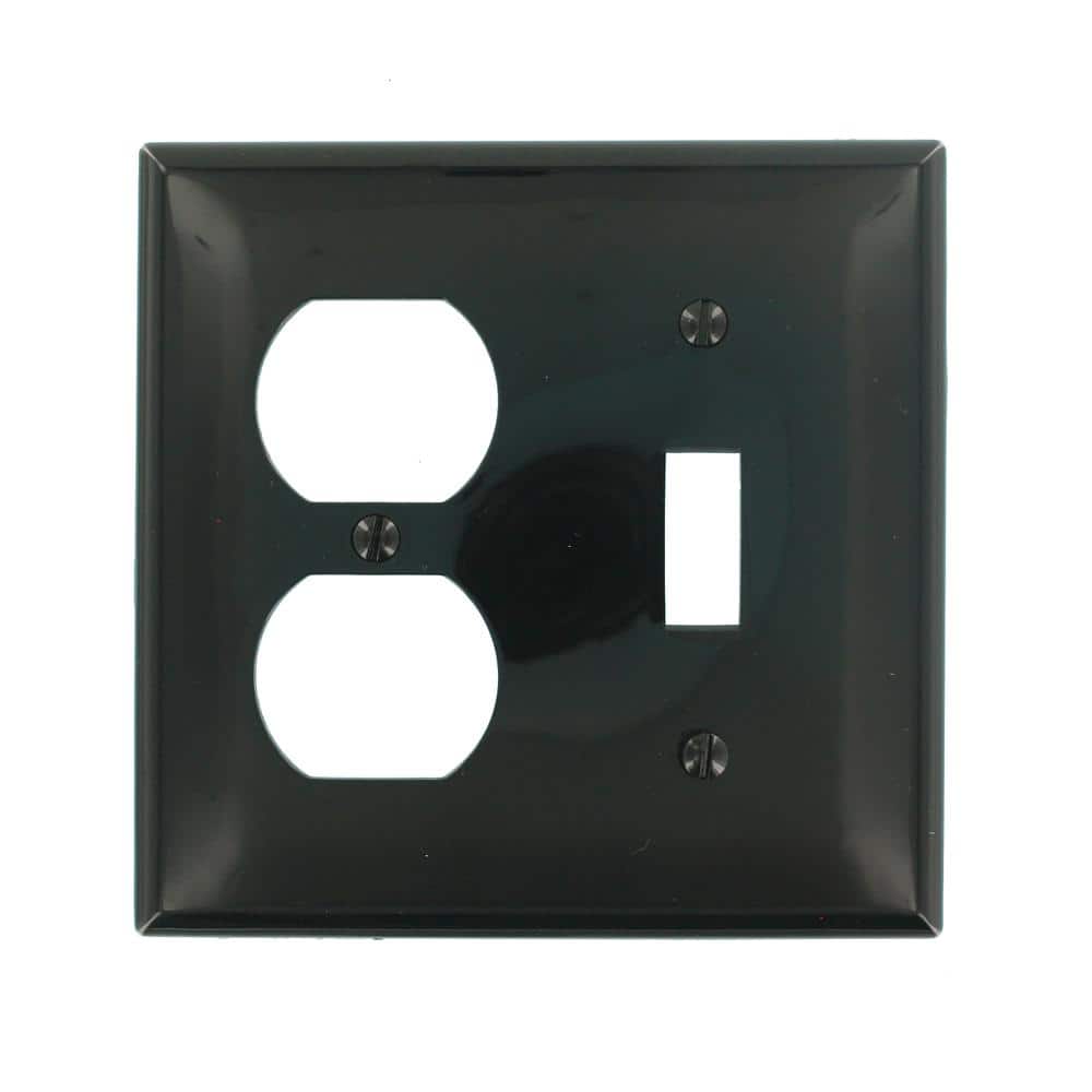 Black 2-Gang 1-Toggle 1-Duplex Thermoplastic Wall Plate