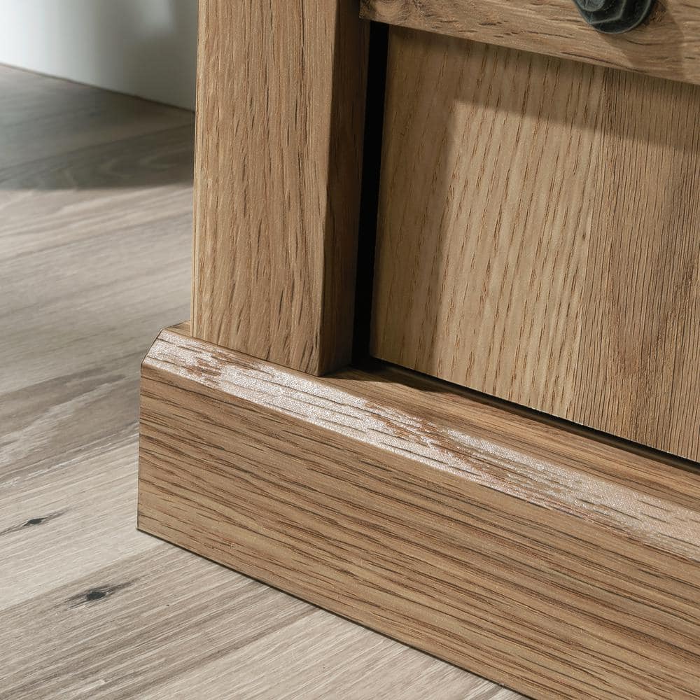 Timber Oak Farmhouse TV Stand with Sliding Barn Doors for 70" TVs