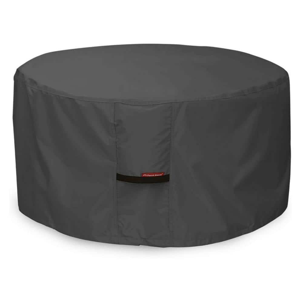  36 in. Porch Shield Fire Pit Cover - Waterproof 600D Heavy-Duty Round Patio Fire Bowl Cover, Black