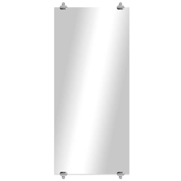Unbranded Modern Rustic (44 in. W x 25 in. H) Frameless Rectangular Wall Mirror with Chrome Oval Clips