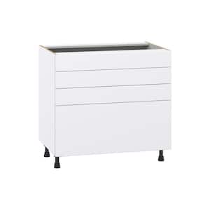 Fairhope Bright White Slab Assembled Base Kitchen Cabinet for Top with 4 Drawers (36 in. W x 34.5 in. H x 24 in. D)