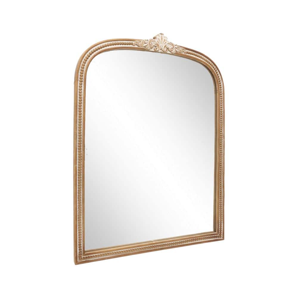 Medium Brown and Whitewashed Wood Arched Decorative Mirror