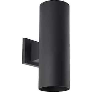 Coastal 14 in. Black LED Outdoor Wall Cylinder Light Square Aluminum Modern Cylinder
