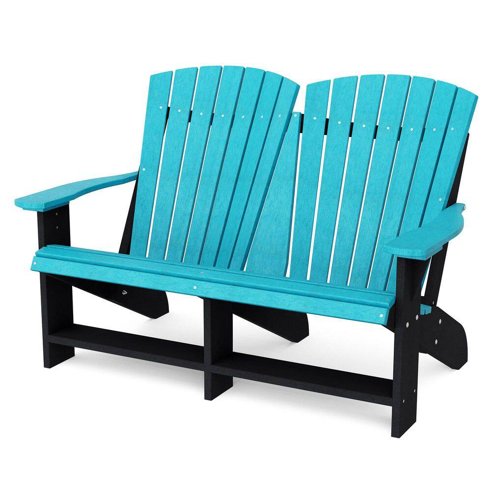 Heritage Aruba Blue and Black HDPE Plastic Outdoor Double Adirondack price history on PriceWatchPro