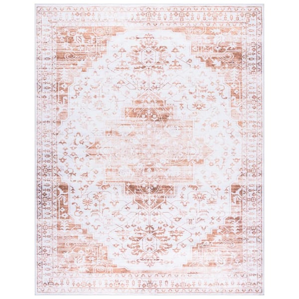 SAFAVIEH Martha Stewart Washable Beige/Gold 9 ft. x 12 ft. Machine Washable Medallion Distressed Area Rug
