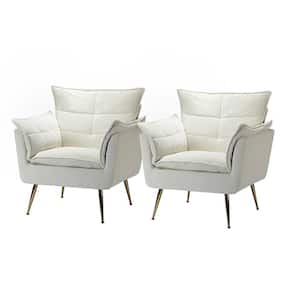 Mδ nico Contemporary and Classic Ivory Armchair with Metal (Set of 2)