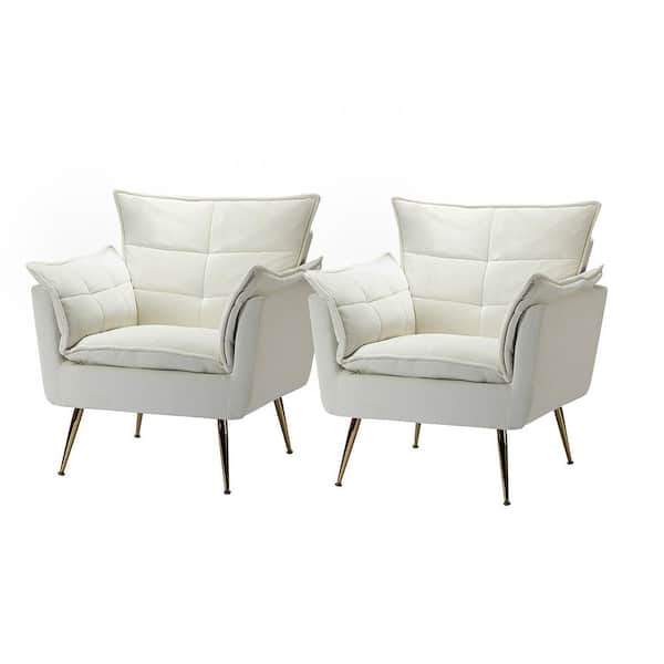 JAYDEN CREATION Mδ nico Contemporary and Classic Ivory Armchair with Metal (Set of 2)