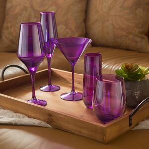 9 oz. Stemless Champagne Flute in Purple (Set of 4)